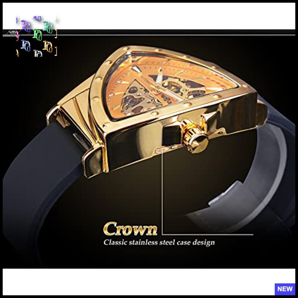 Automatic Mechanical Skeleton Watch With Triangle… - image 4